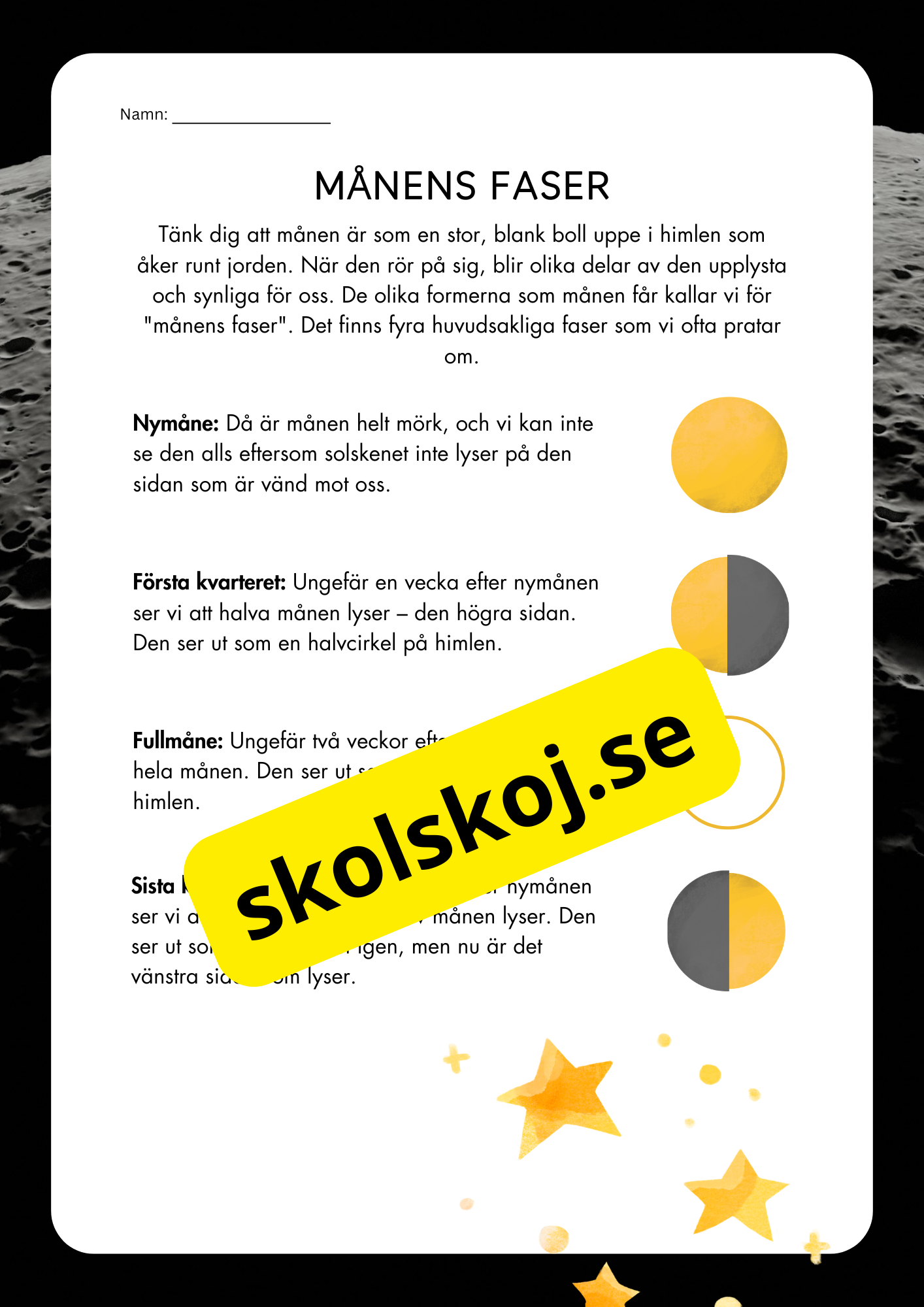 Månens faser - Årskurs 4 - 6
