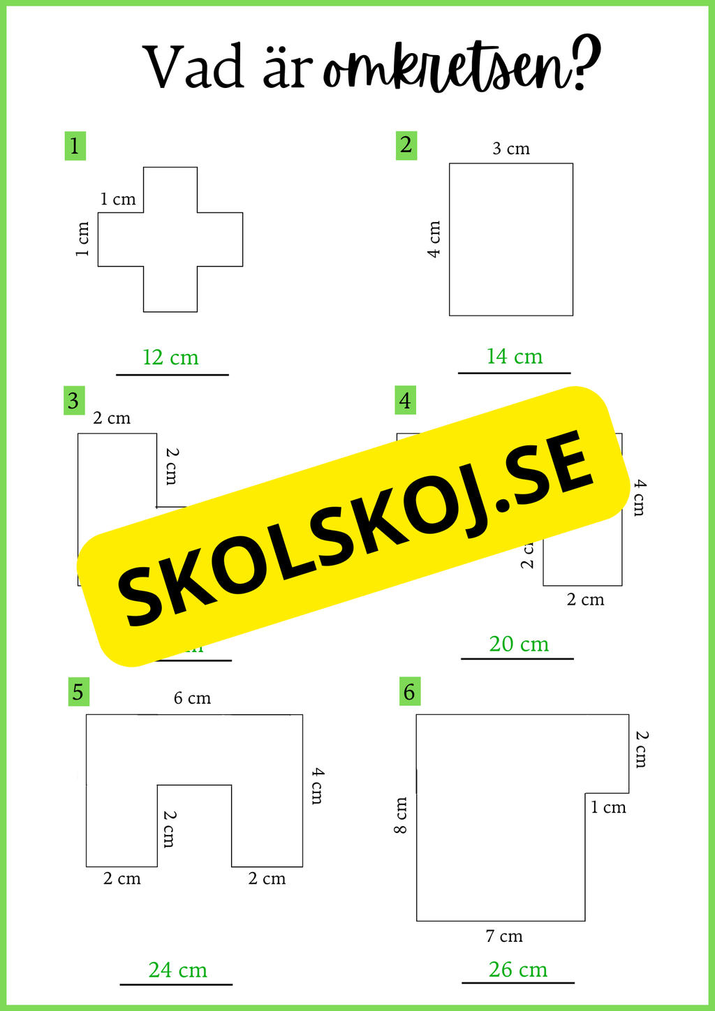 Vad är omkretsen + Facit