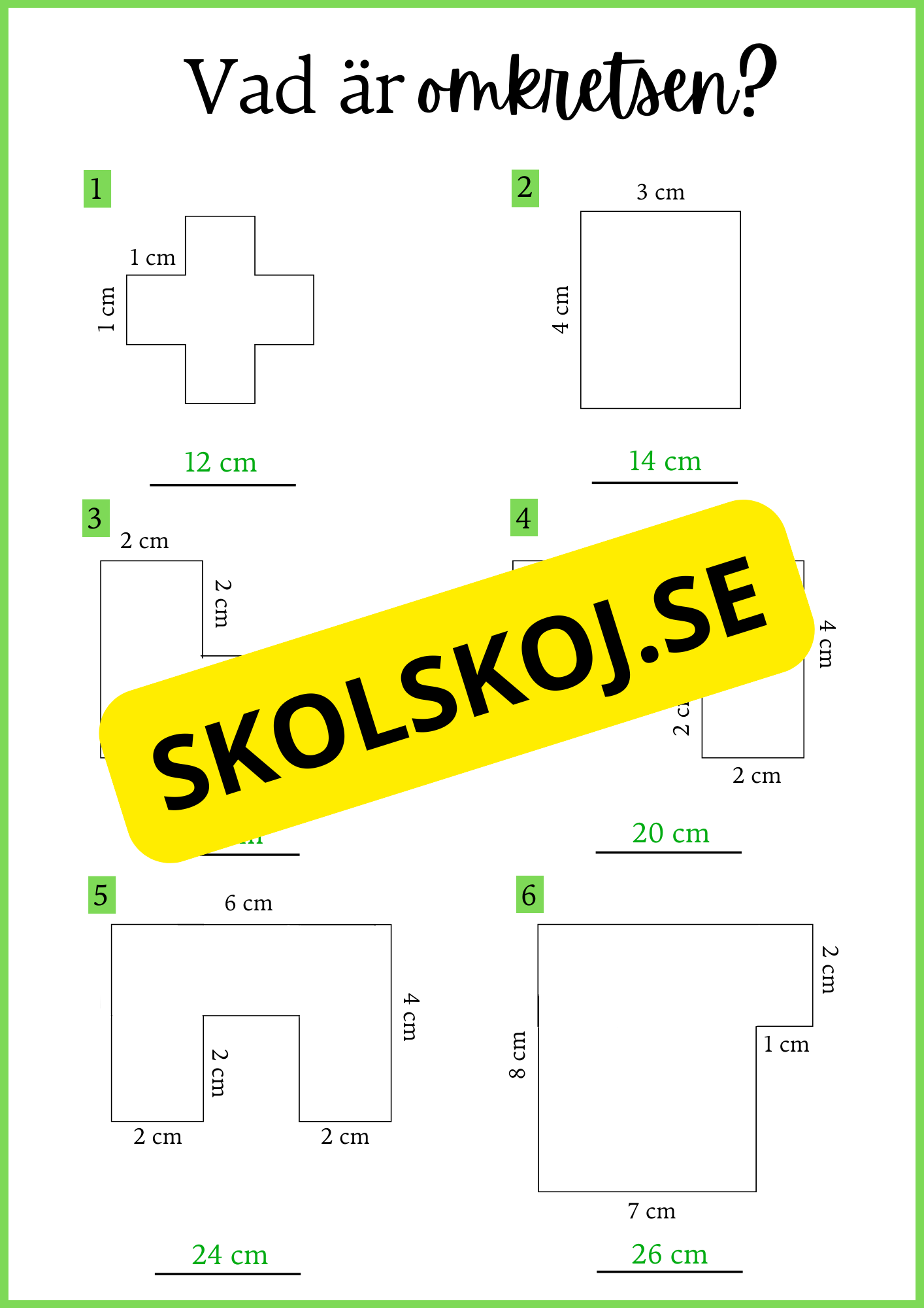 Vad är omkretsen + Facit