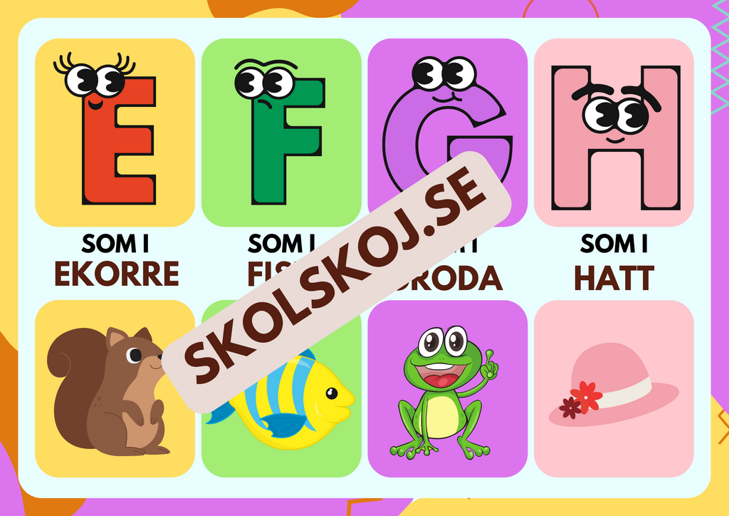 Alfabetet - Bildkort - Para ihop bokstav och bild