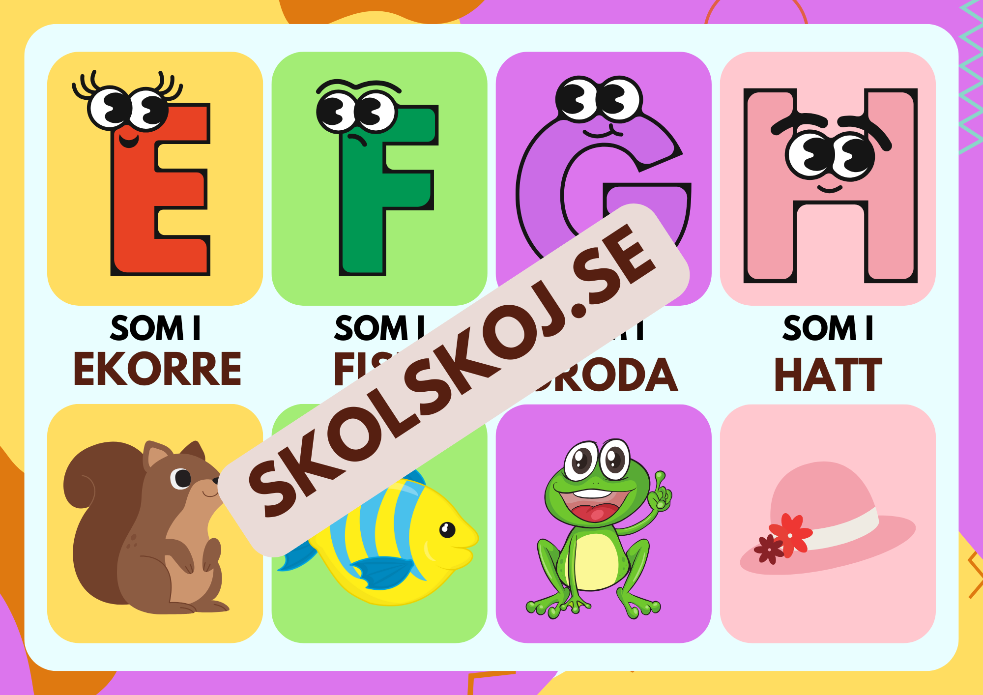 Alfabetet - Bildkort - Para ihop bokstav och bild