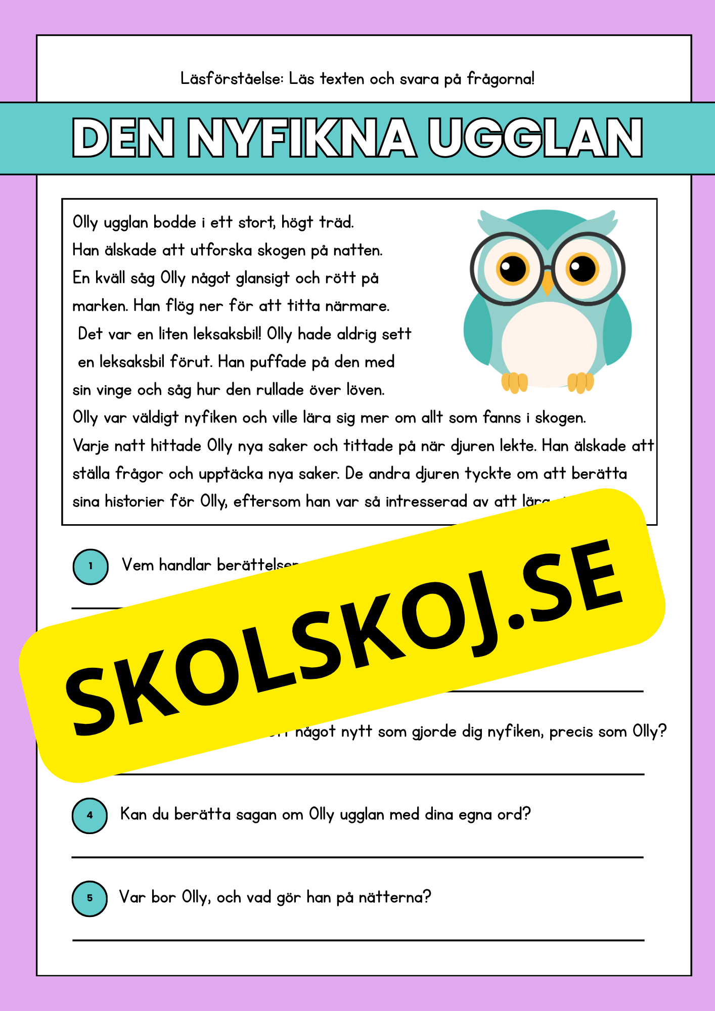 Läsförståelse - Djur- 14 texter