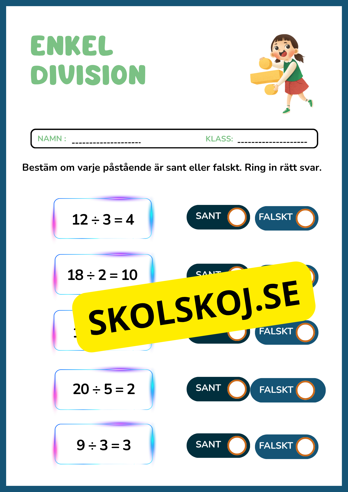 Häfte - Enkel division