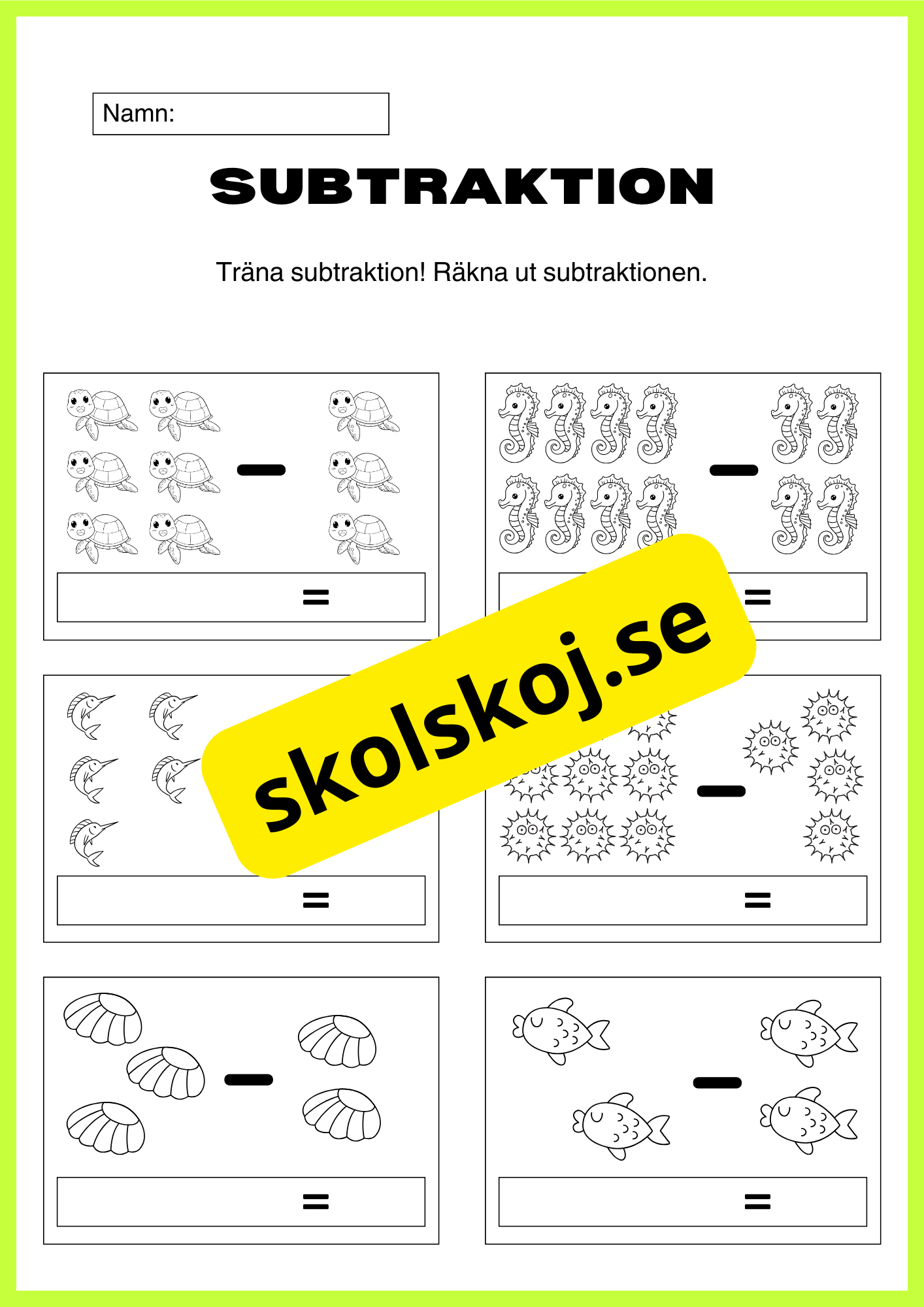 Träna subtraktion - Träna minus