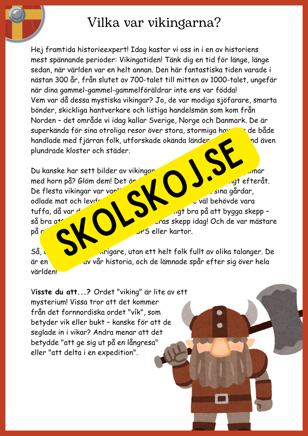 Vikingatiden - Mitt stora äventyrshäfte - Åk 4 - 6