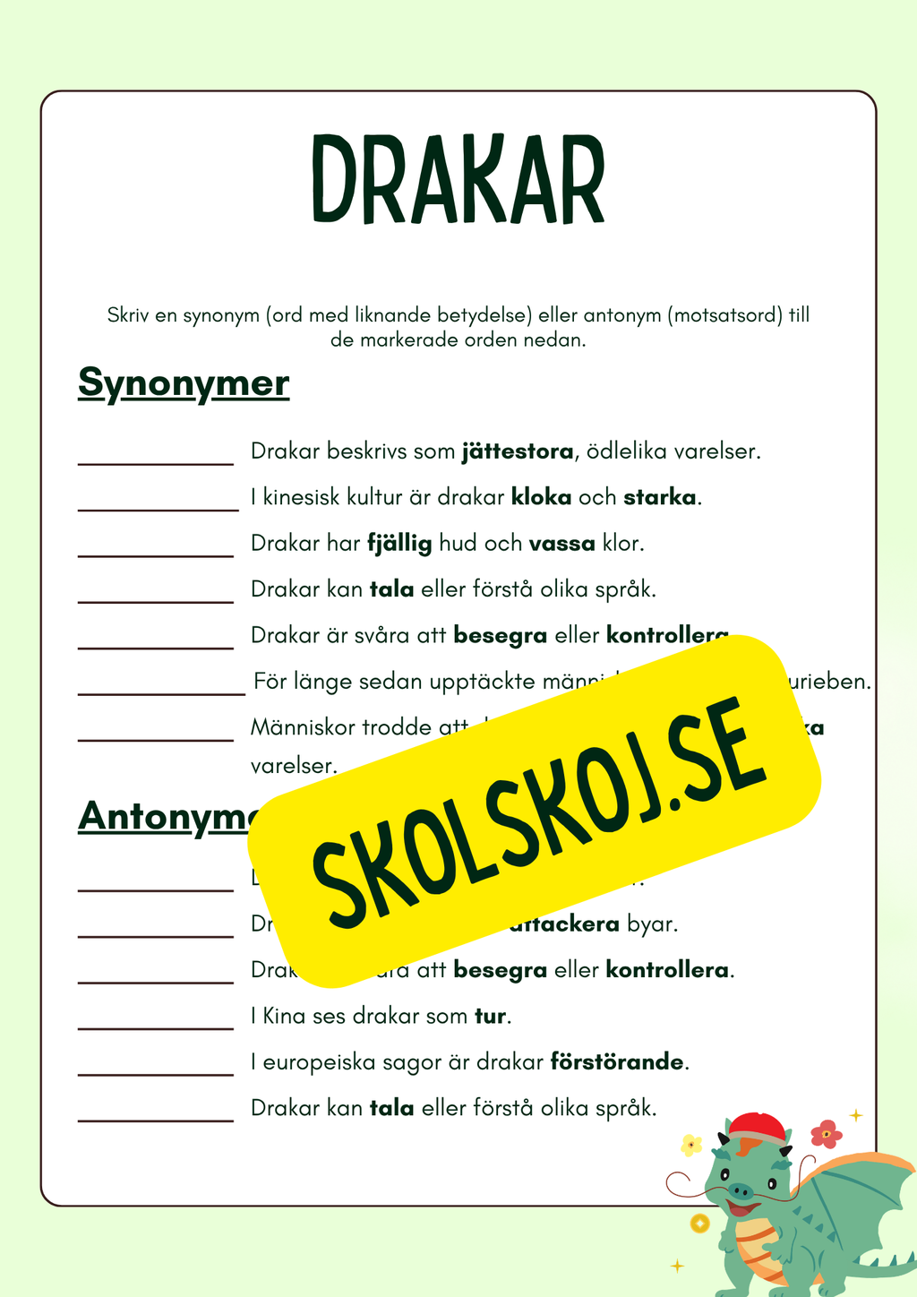 Drakar - Kul och spännande fakta om drakar och lite till