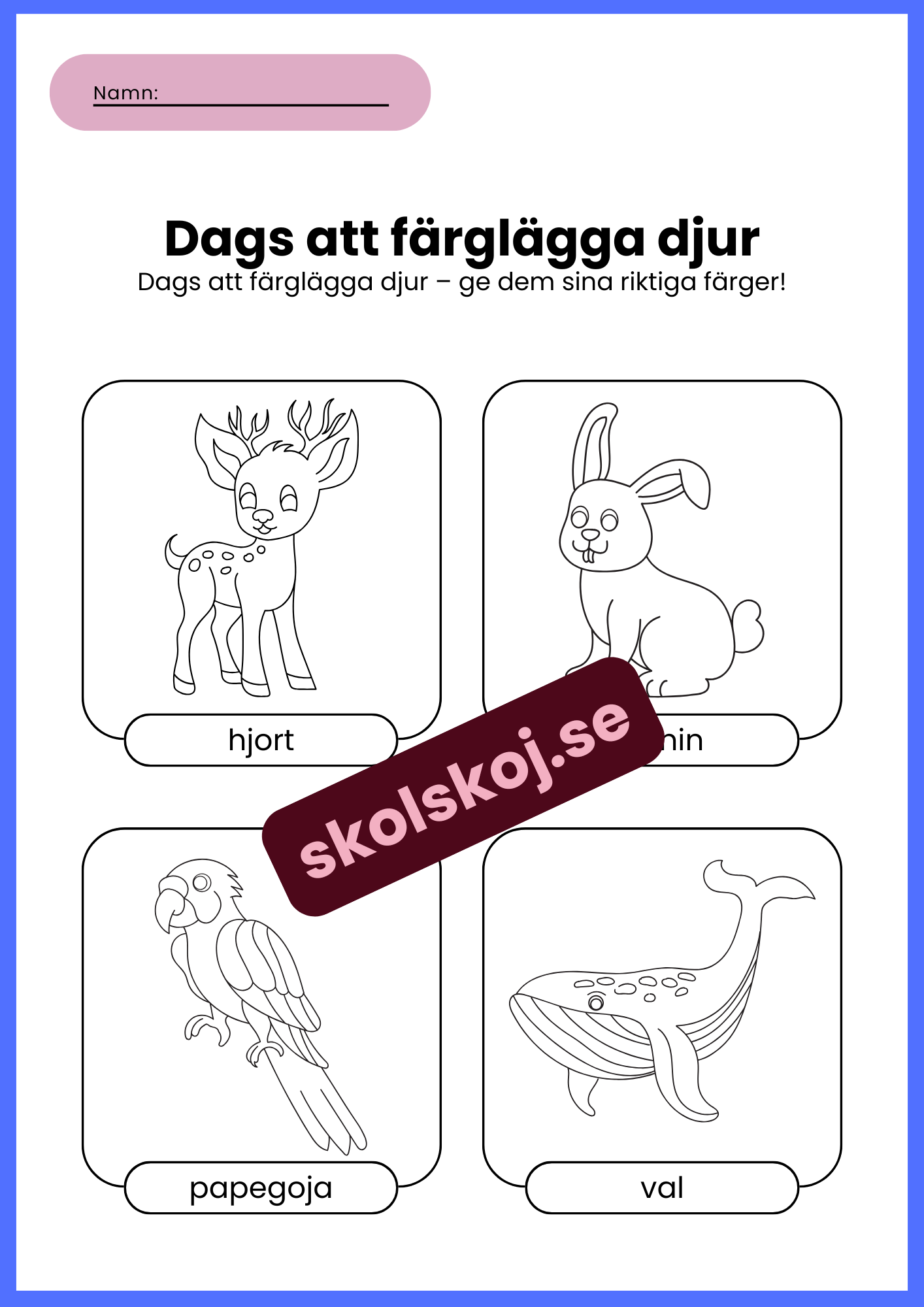 Dags att färglägga djur