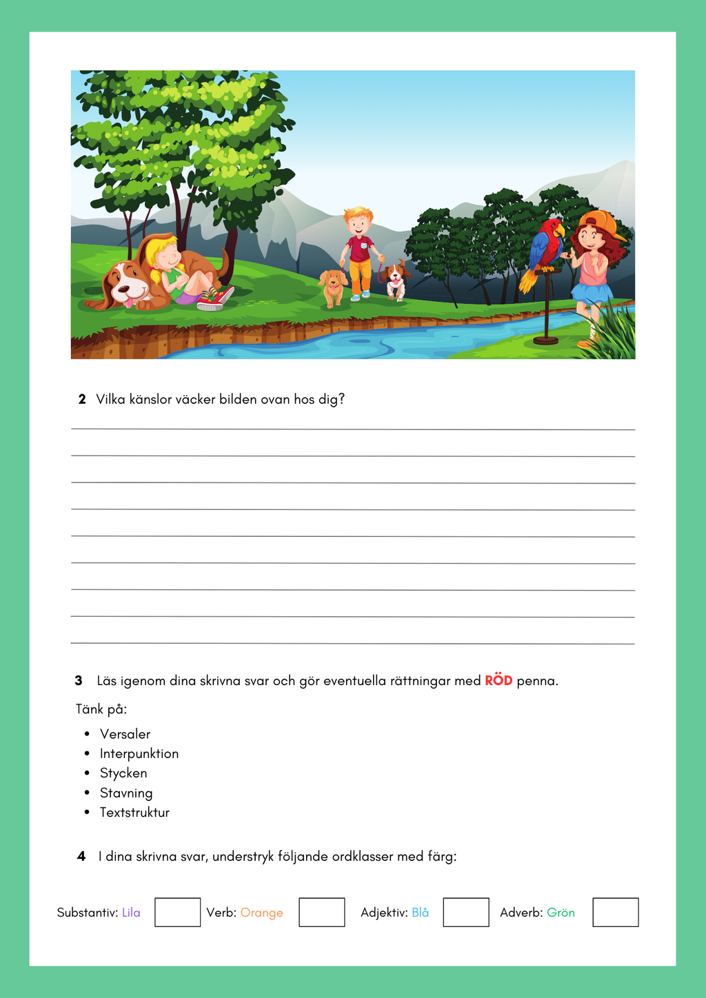 Skrivuppgifter + Ordklasser