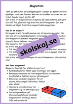 Krafter i el och magneter + frågor - Åk 4 - 6