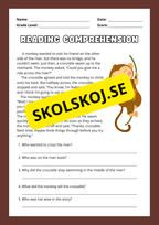 Reading Comprehension - Animal stories