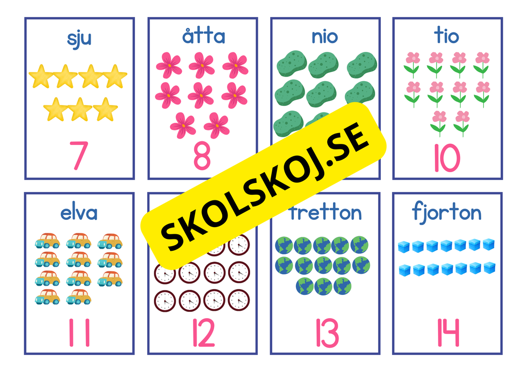 Flashkort 0 - 20 - A5 format