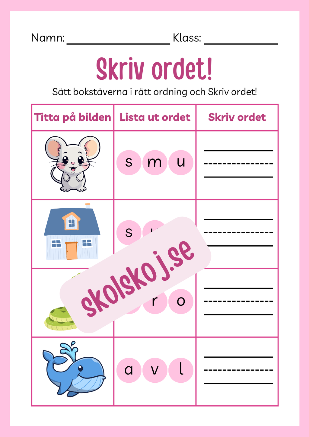 Häfte - Skriv ordet