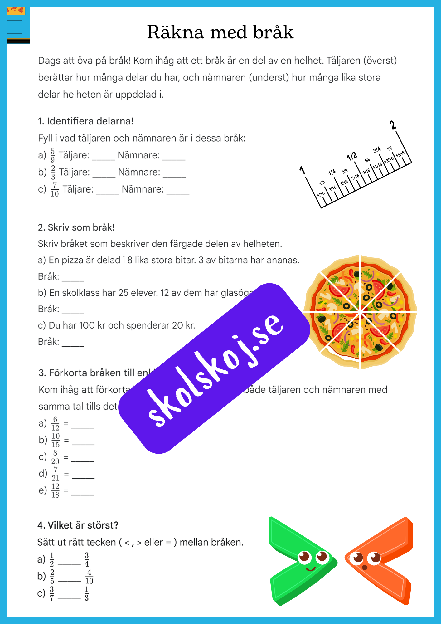 Räkna smidigt - Övningar i bråk och potenser - Årskurs 7 - 9