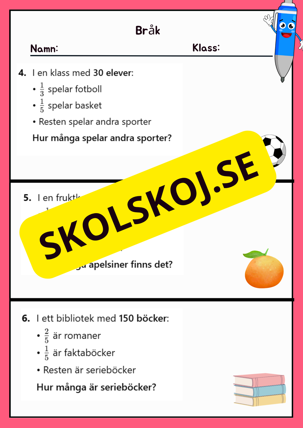 Bråk - Häfte Övningsuppgifter