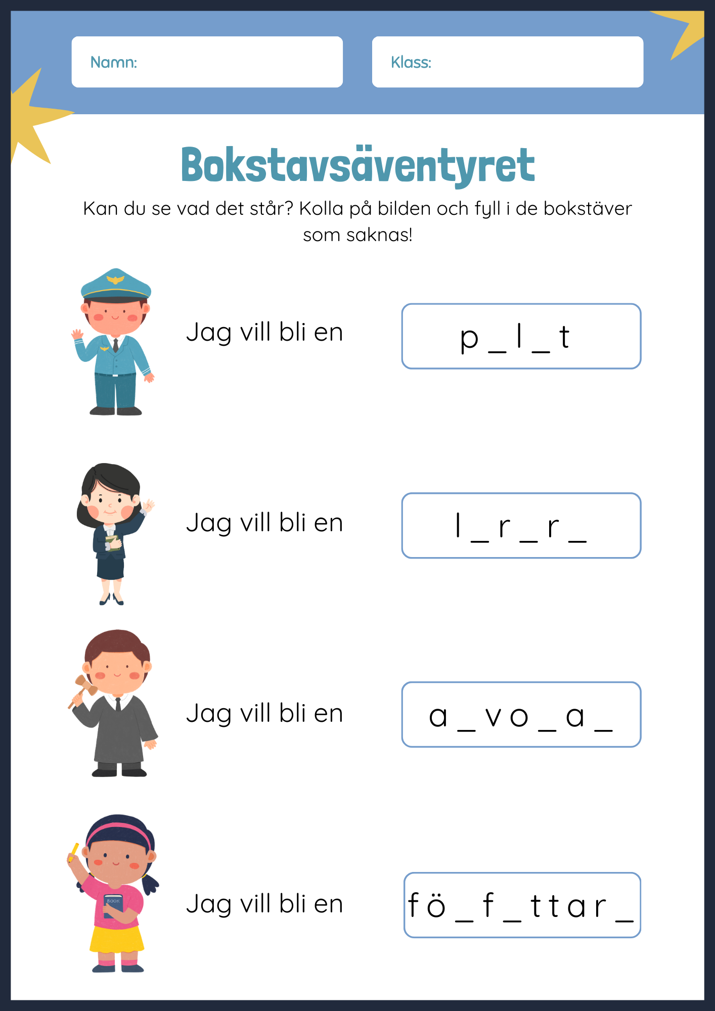 Yrken - Träna ord och bild