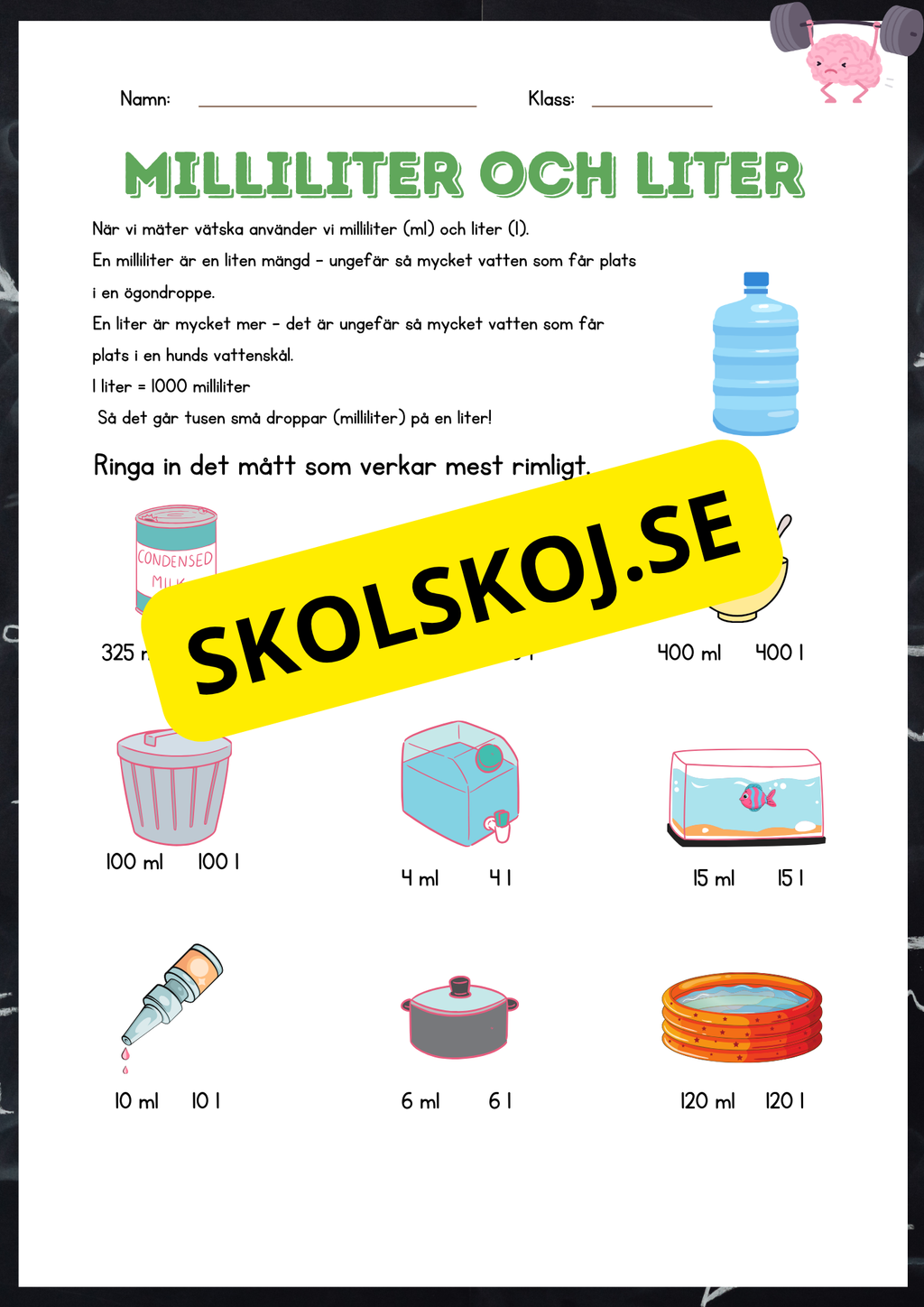 Milliliter och liter - Häfte