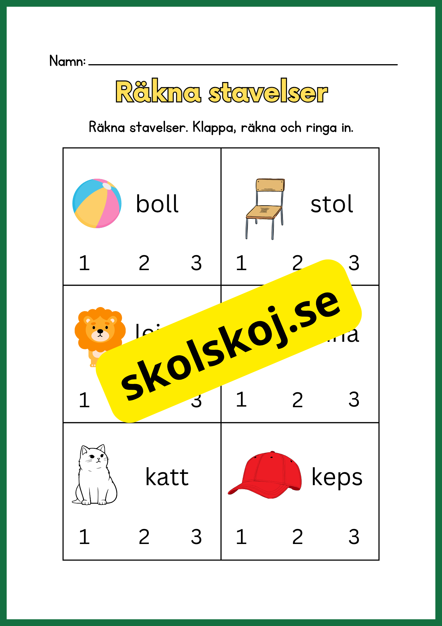Räkna stavelser - Häfte