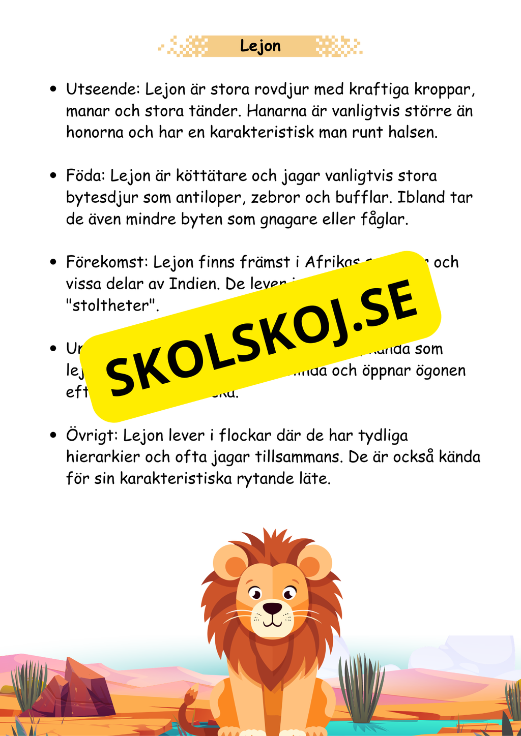 Faktatexter om 17 vilda djur + vikböcker (34 sidor)