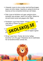 Faktatexter om 17 vilda djur + vikböcker (34 sidor)