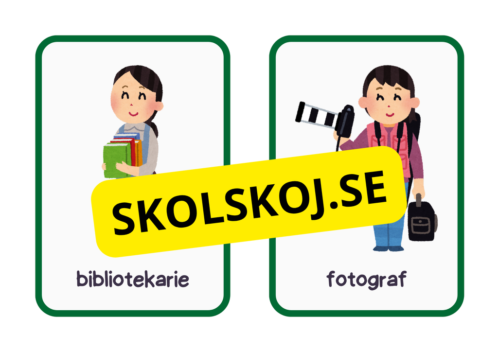 Flashkort - Tema yrke - A5 format