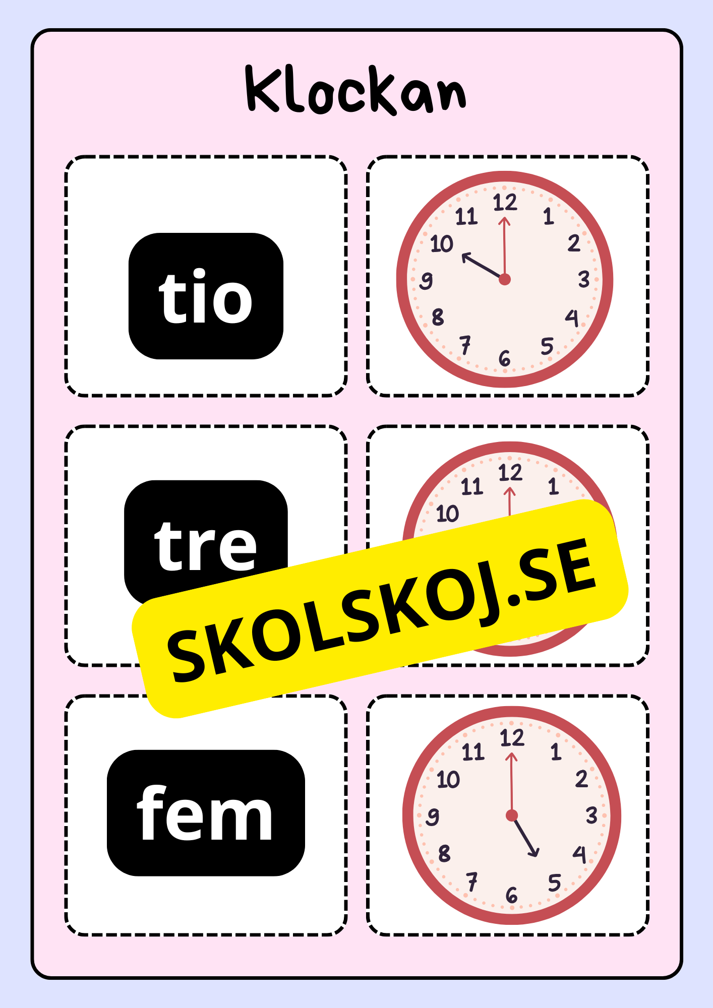 Klockan - Vi lär oss klockan (75 kort)