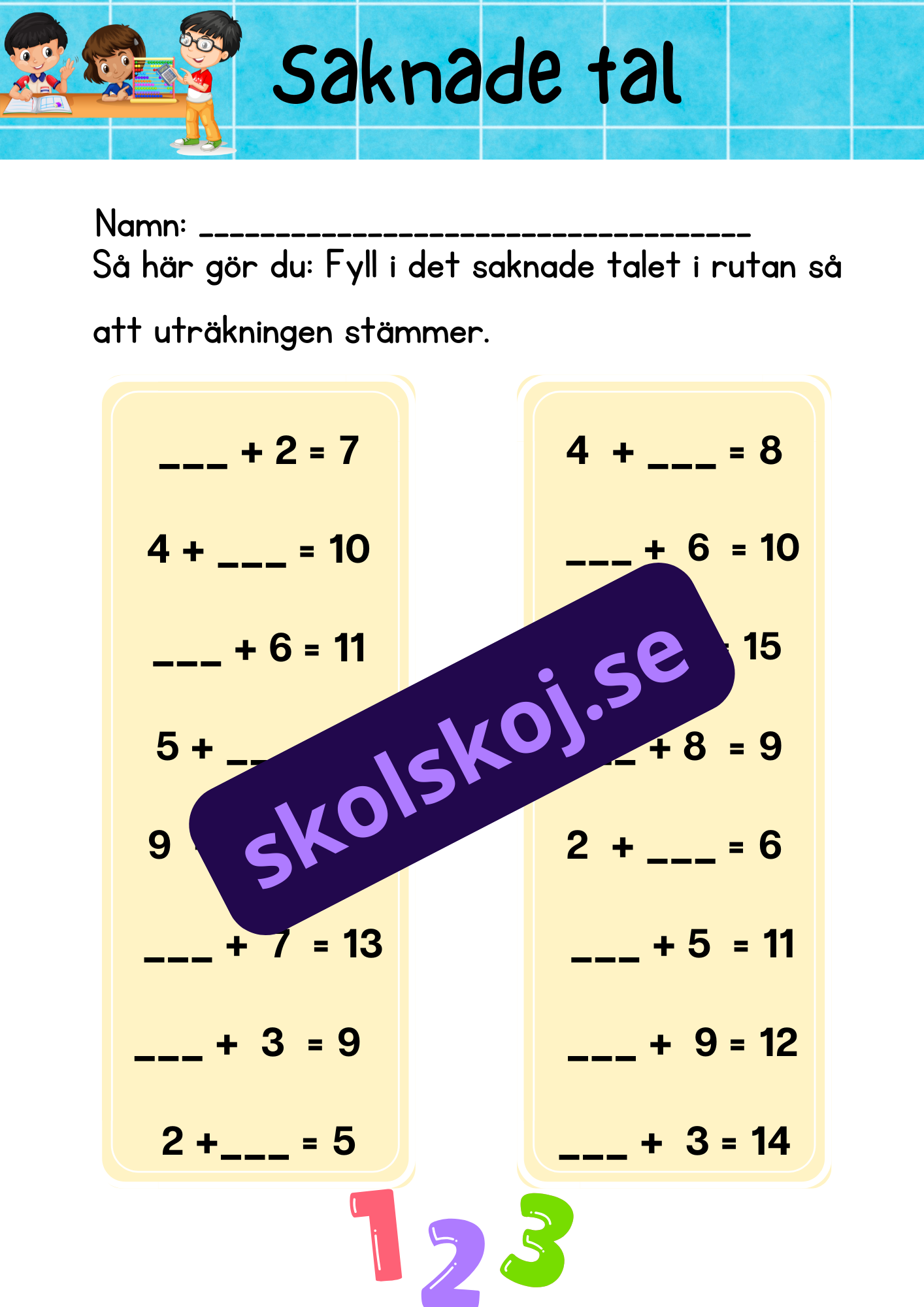 Saknade tal - Häfte