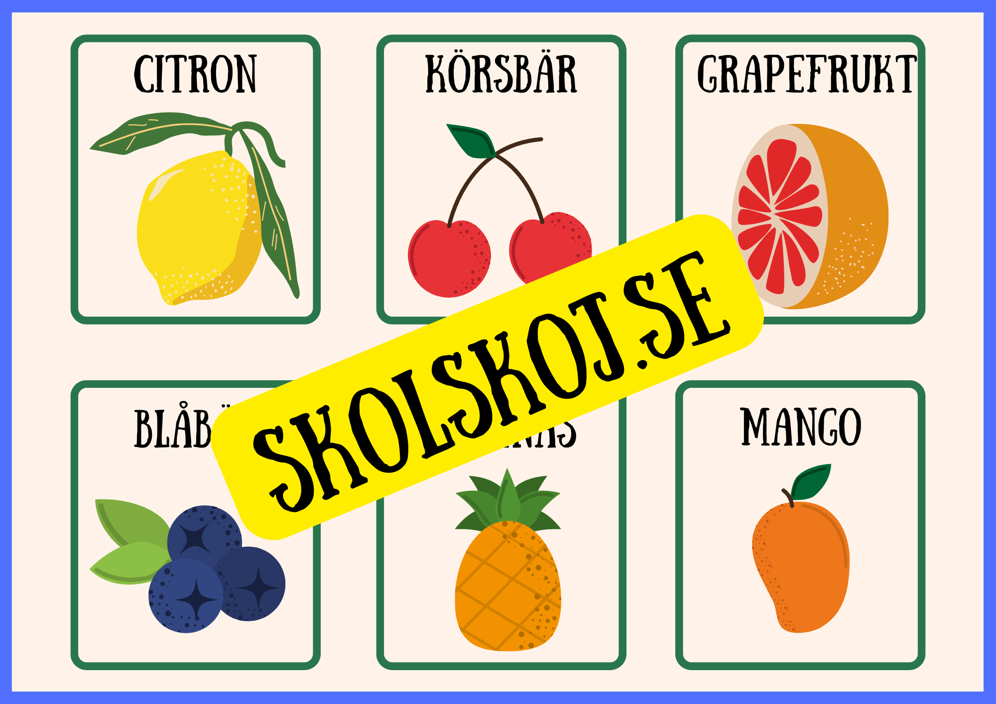 Flashkort - Frukter