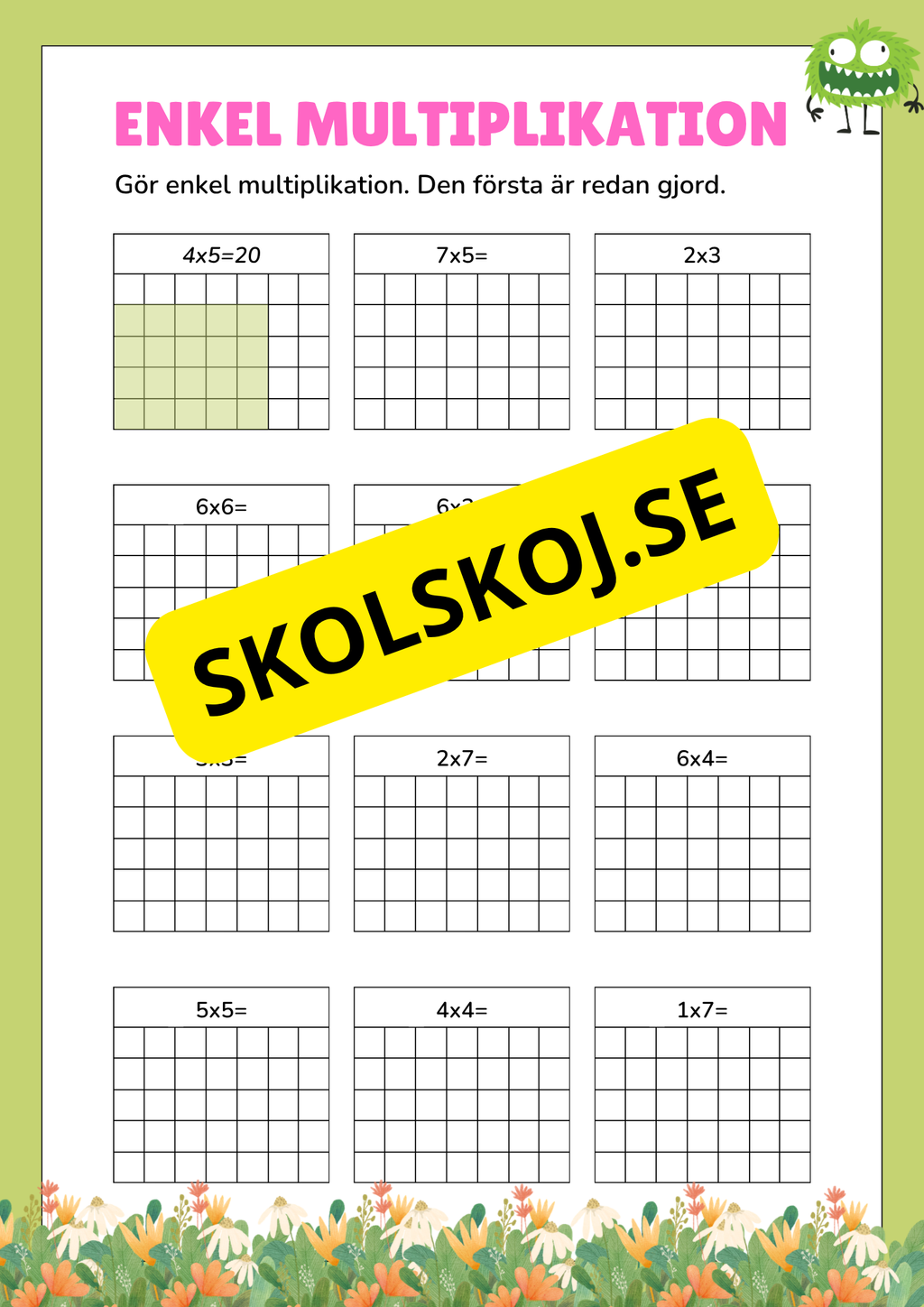 Enkel multiplikation - Häfte - Tema monster