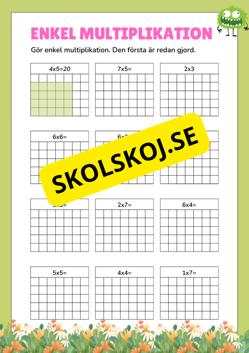 Enkel multiplikation - Häfte - Tema monster