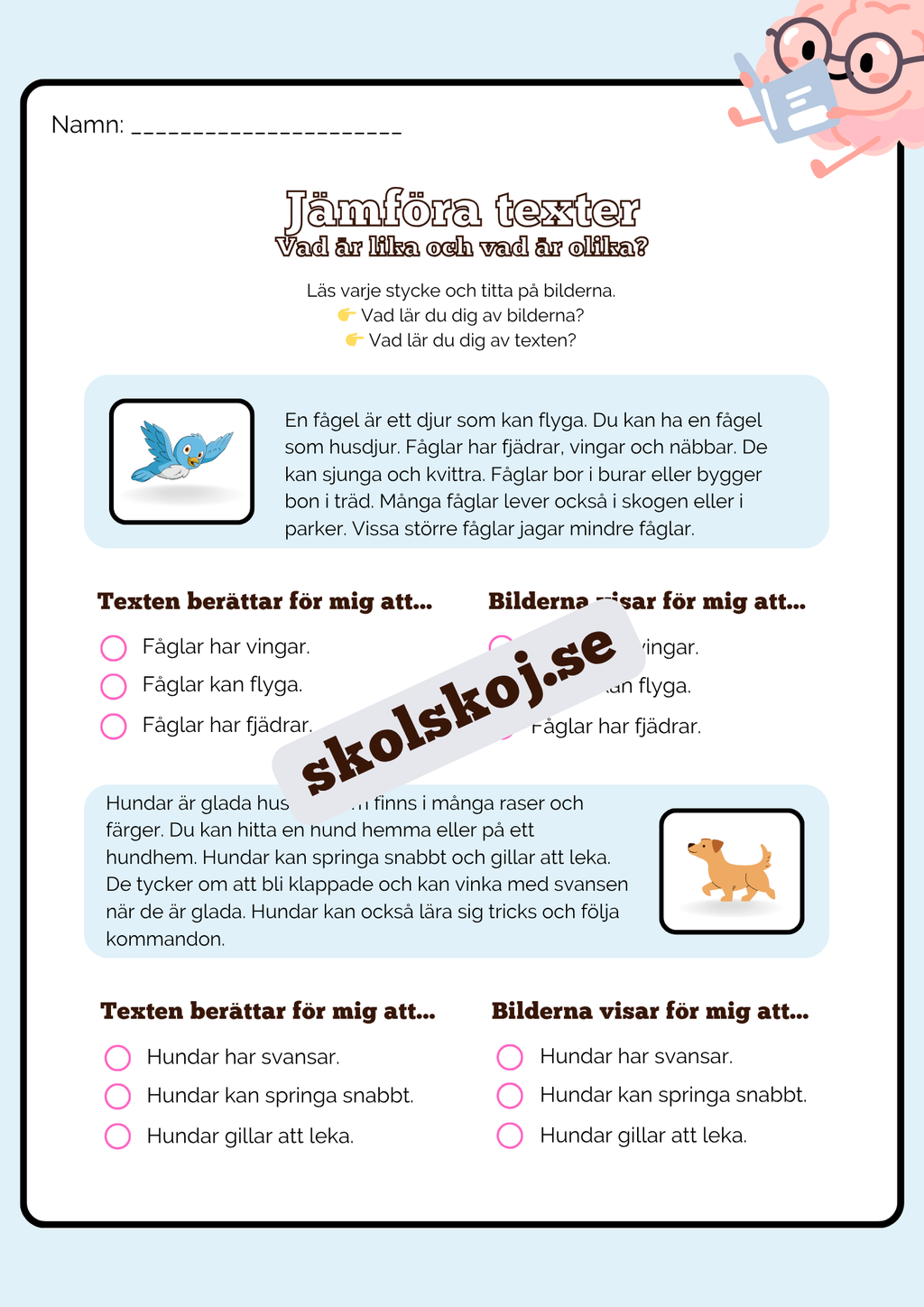 Jämföra texter - Årskurs 2 - 4