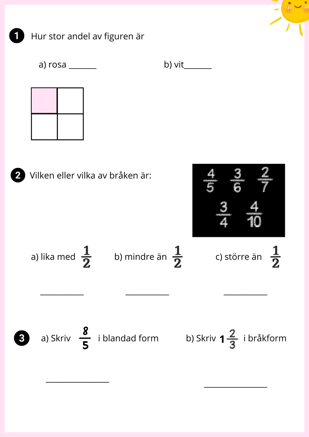 Träna inför provet - Bråk - Årskurs 4