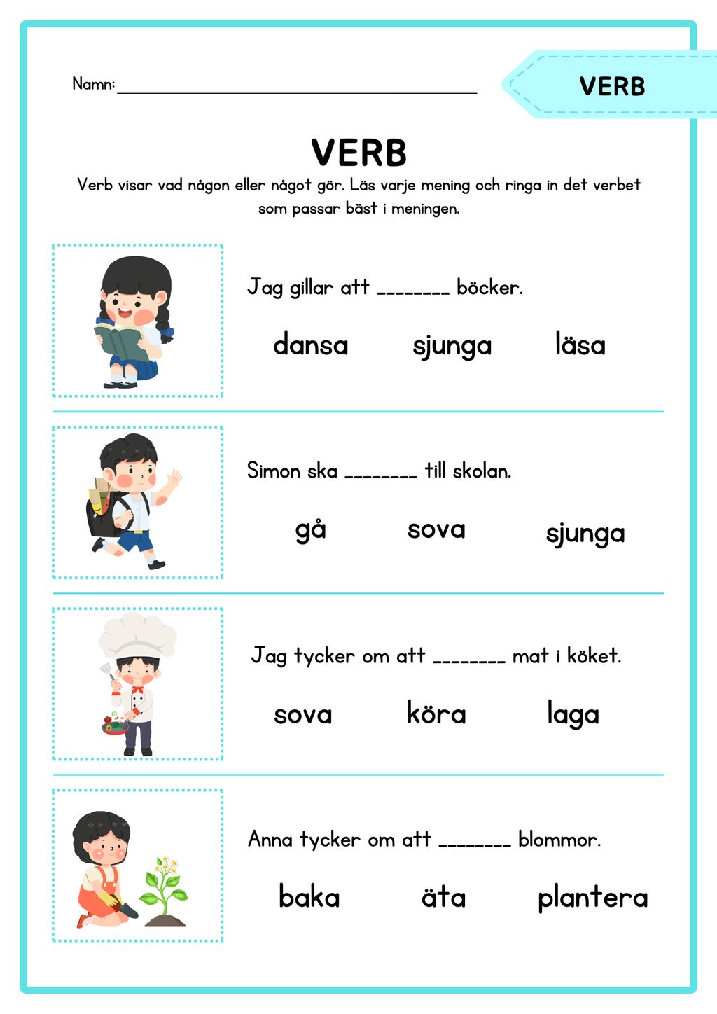 Häfte - Träna på verb
