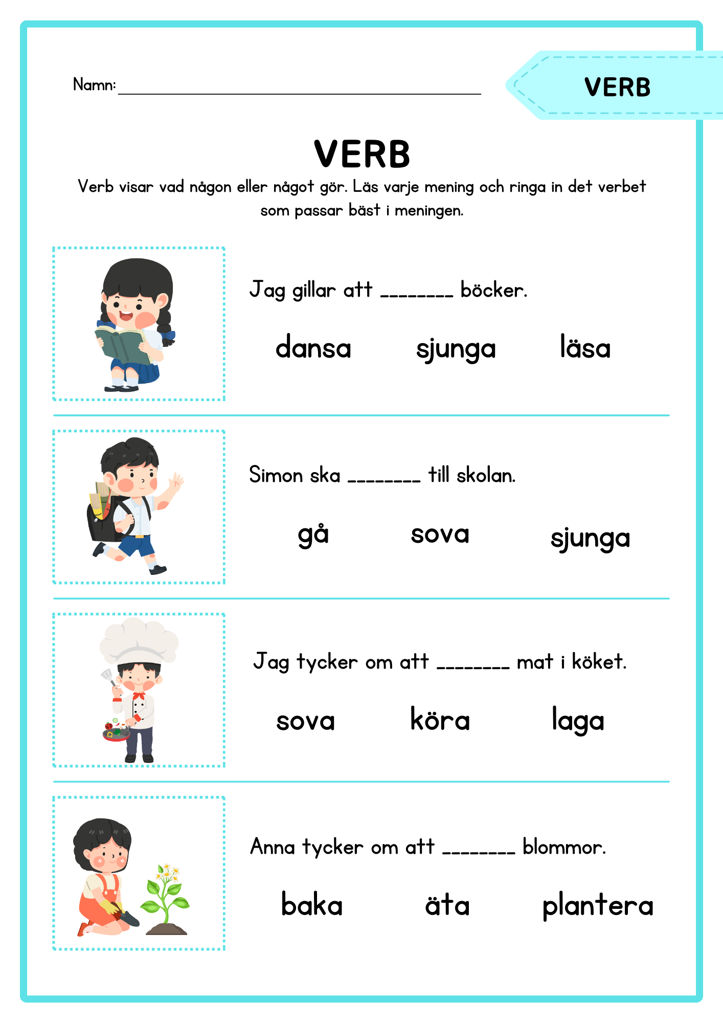 Häfte - Träna på verb