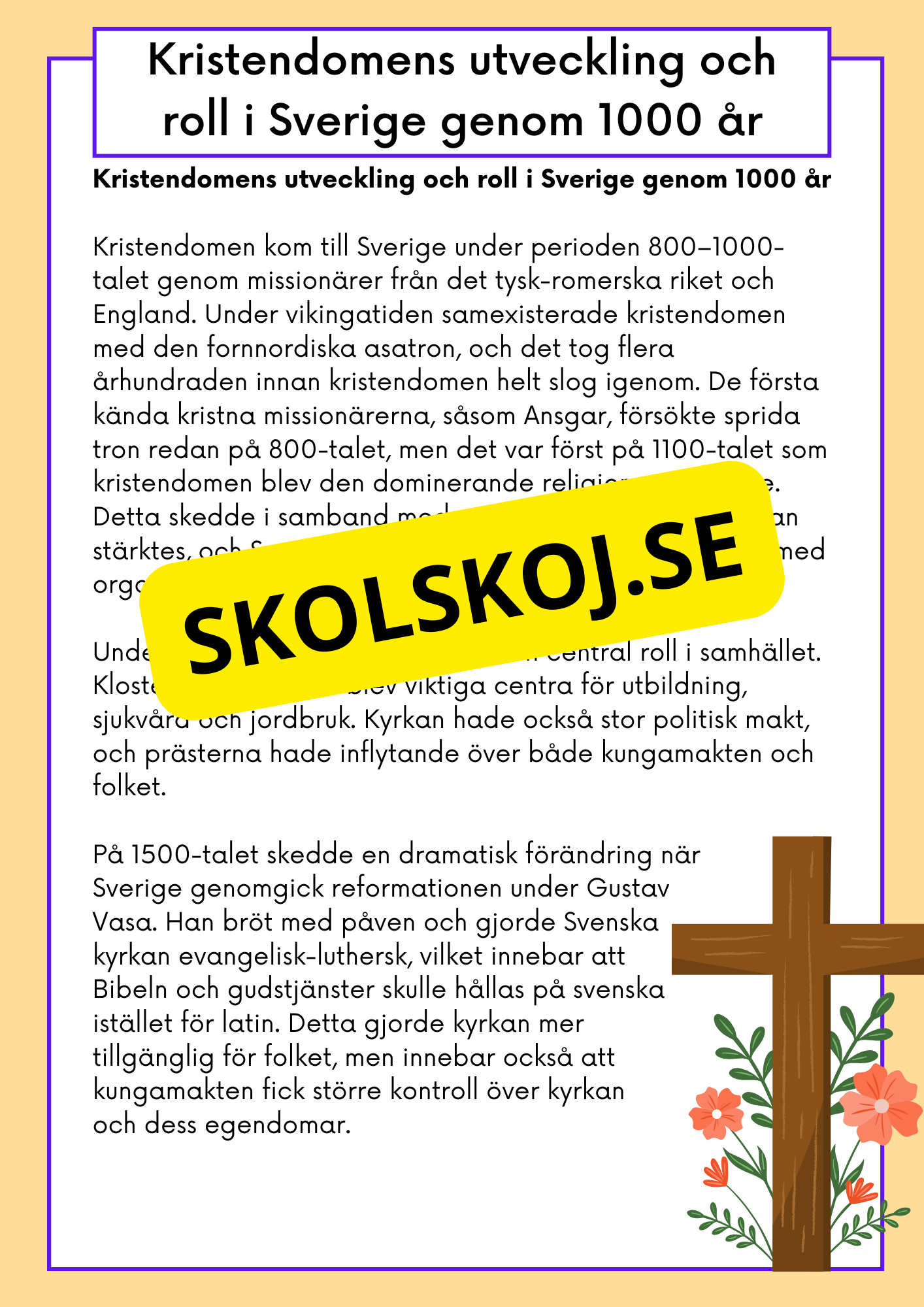 Kristendomen i Sverige - Då och nu - Årskurs 4 - 6