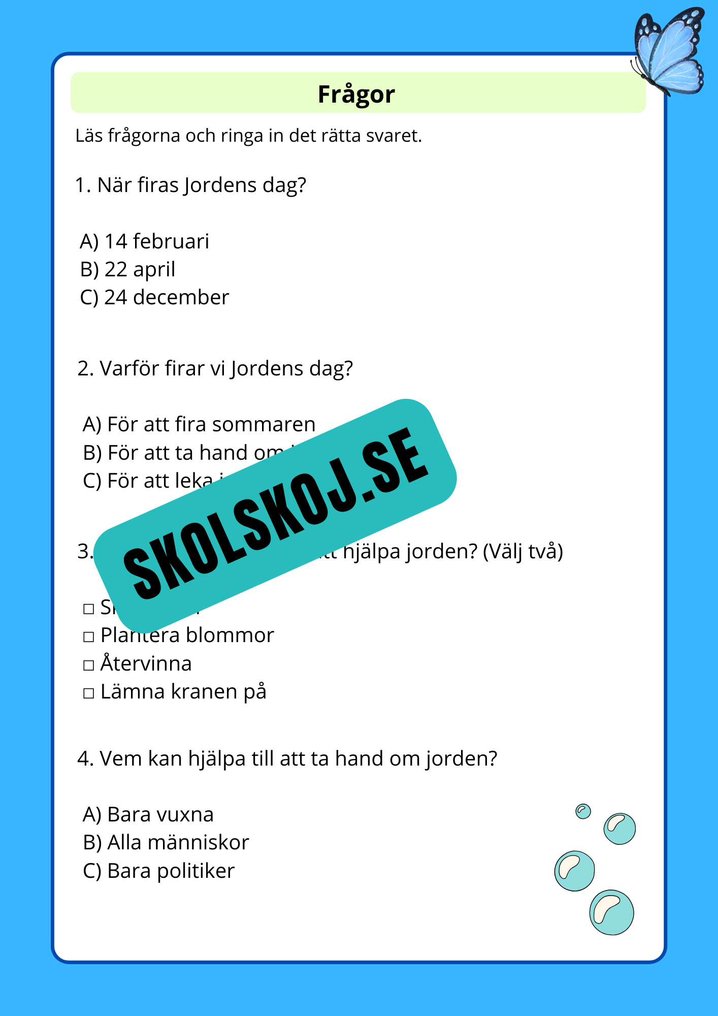 Jordens dag att ta hand om vår planet