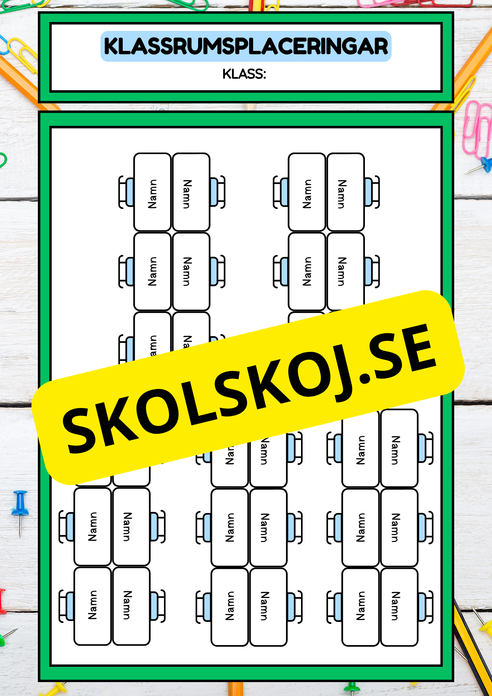 Klassrumsplaceringar - Redigerbara - Powerpoint