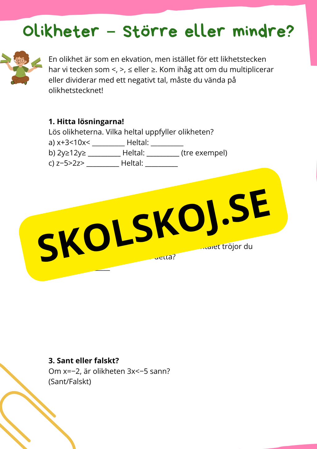 Algebra - Årskurs 7 - 9