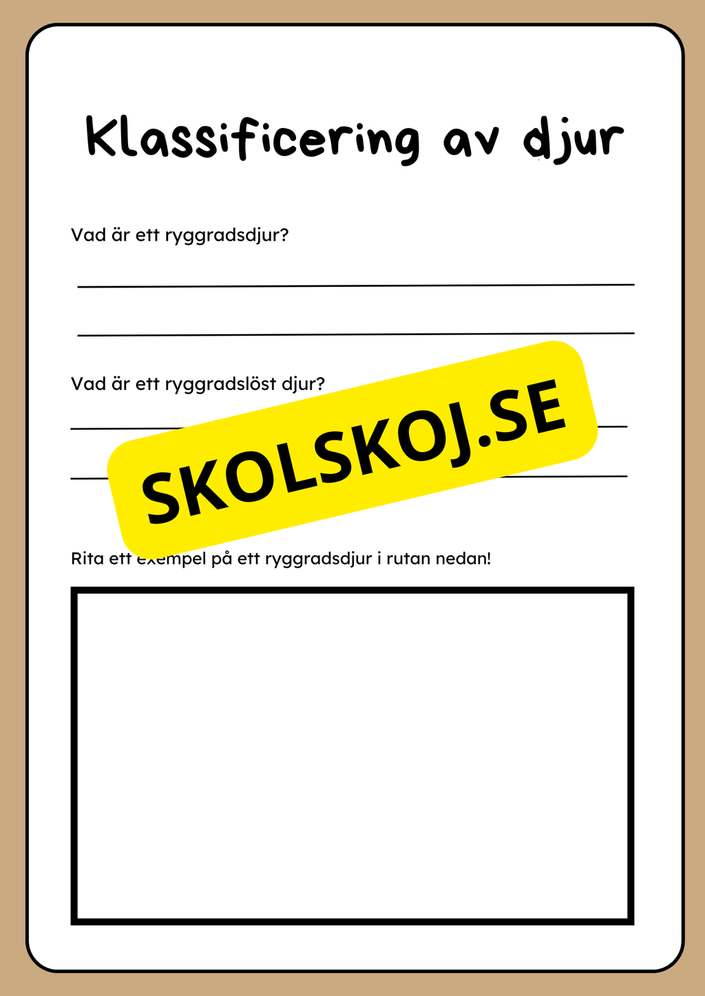 Klassificering av djur - Fakta och uppgifter - Åk 3 - 6