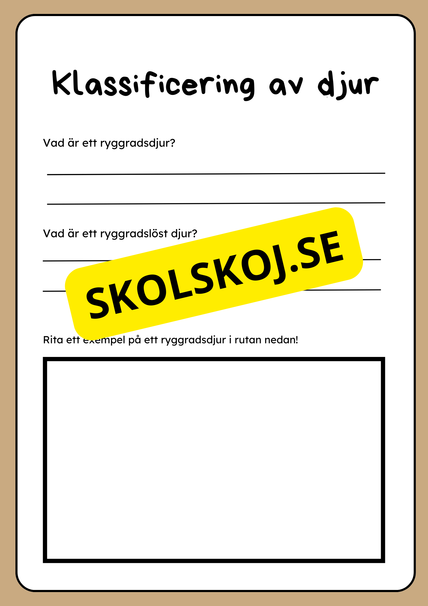 Klassificering av djur - Fakta och uppgifter - Åk 3 - 6