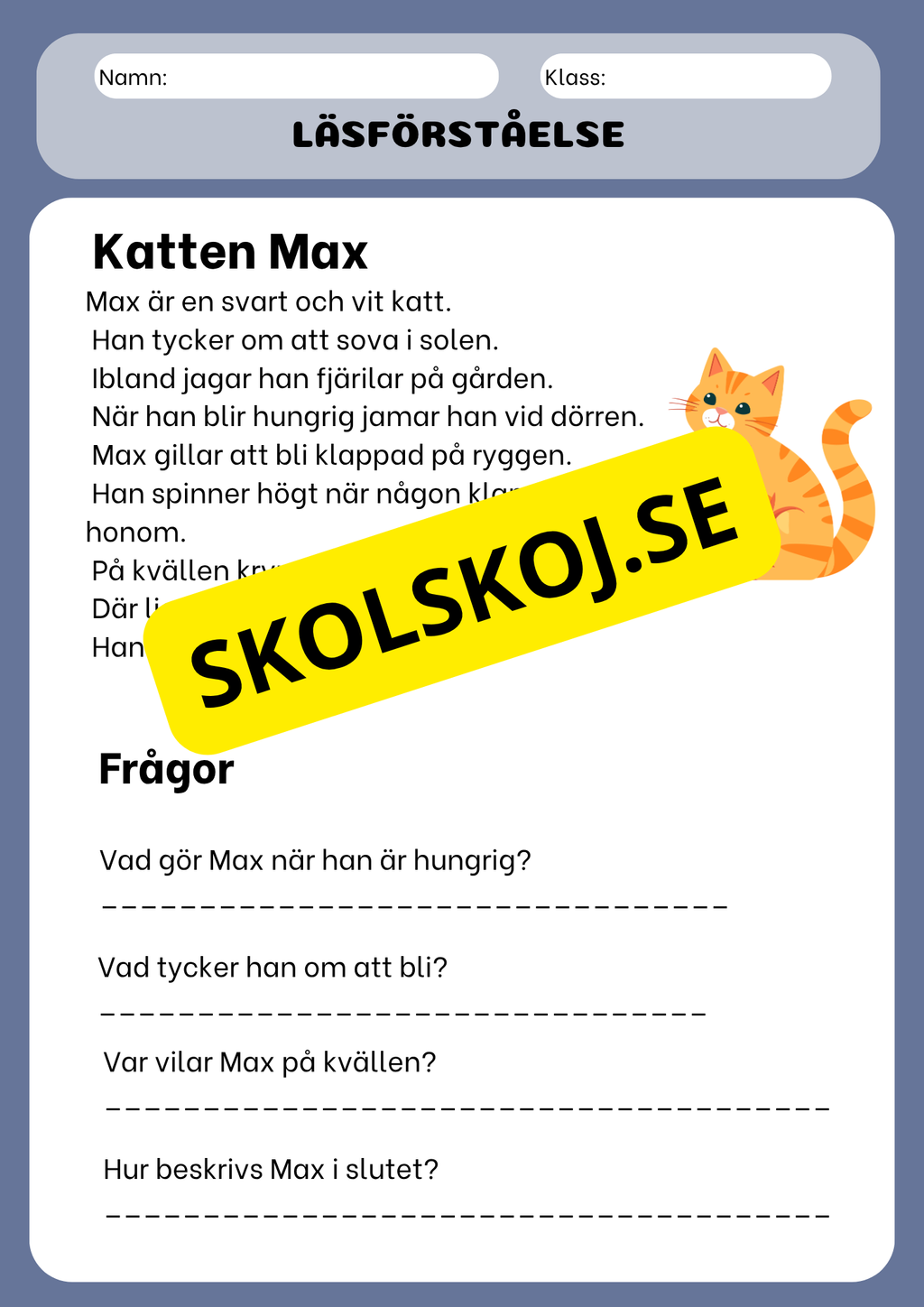 Läsförståelse med korta berättelser