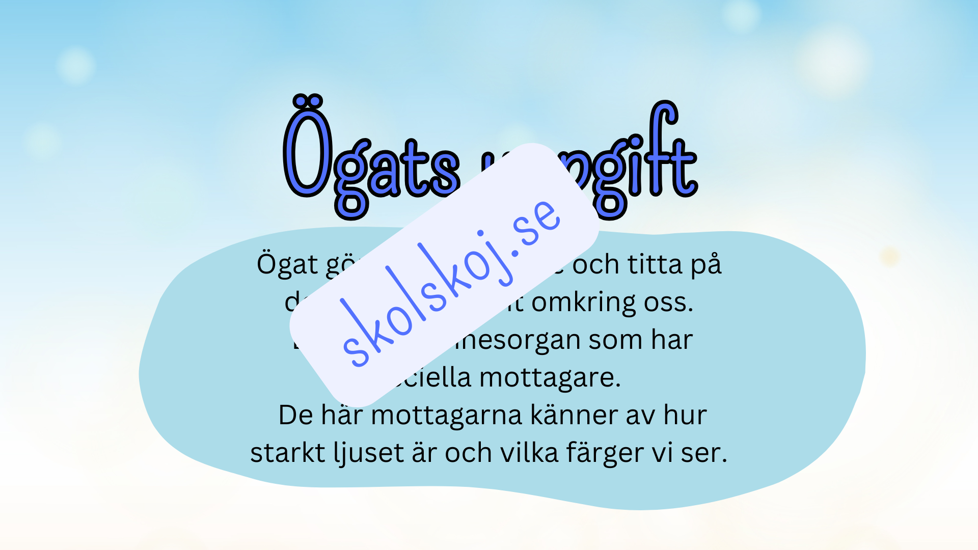 Så fungerar ögat - Presentation + frågor - Åk 4 - 6