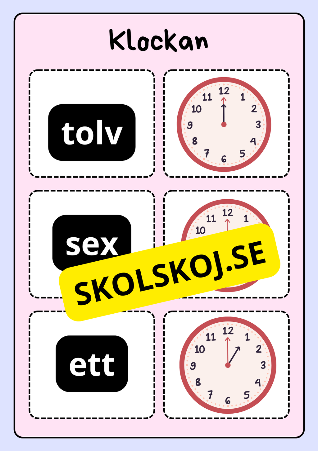 Klockan - Vi lär oss klockan (75 kort)
