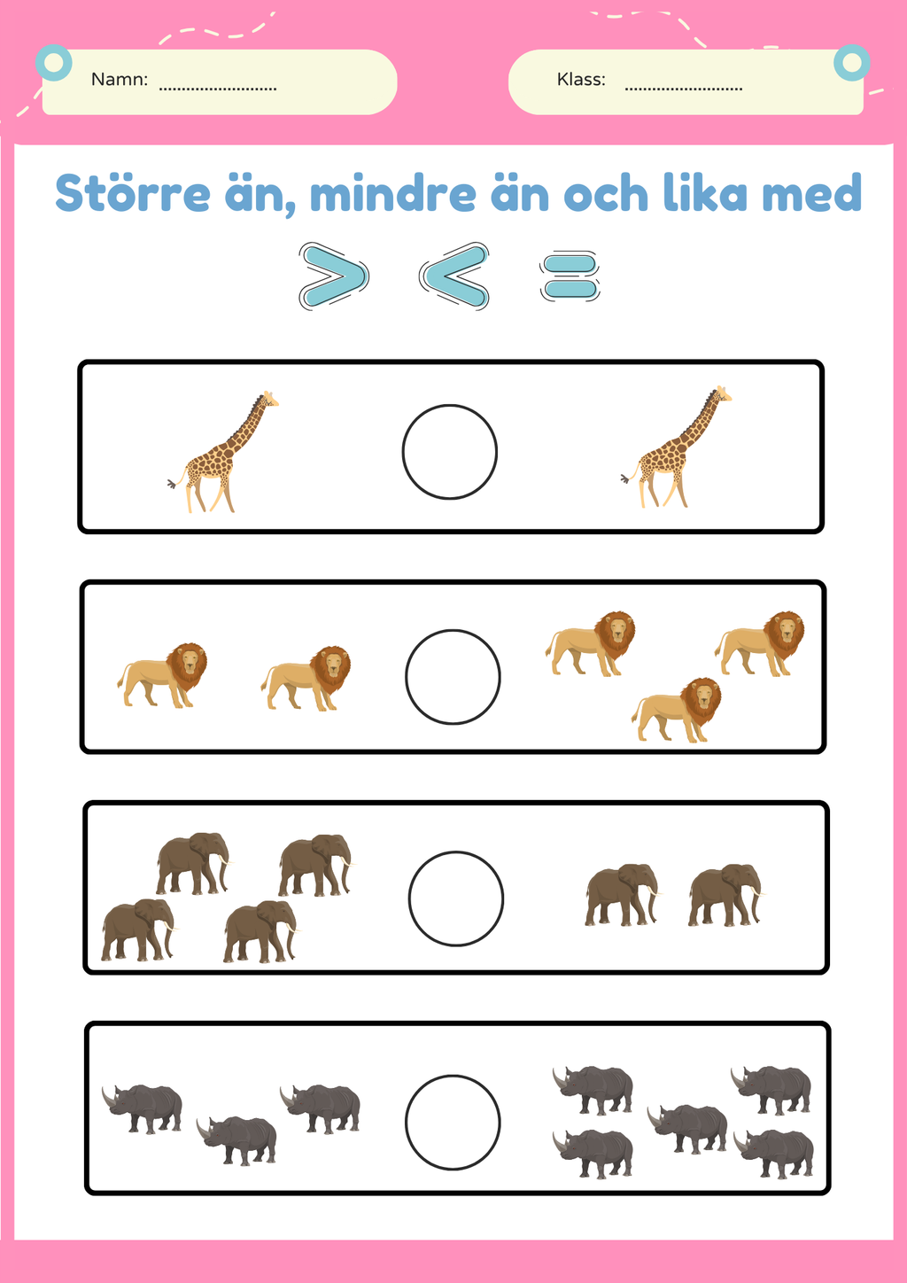 Större än, mindre än och lika med - Häfte