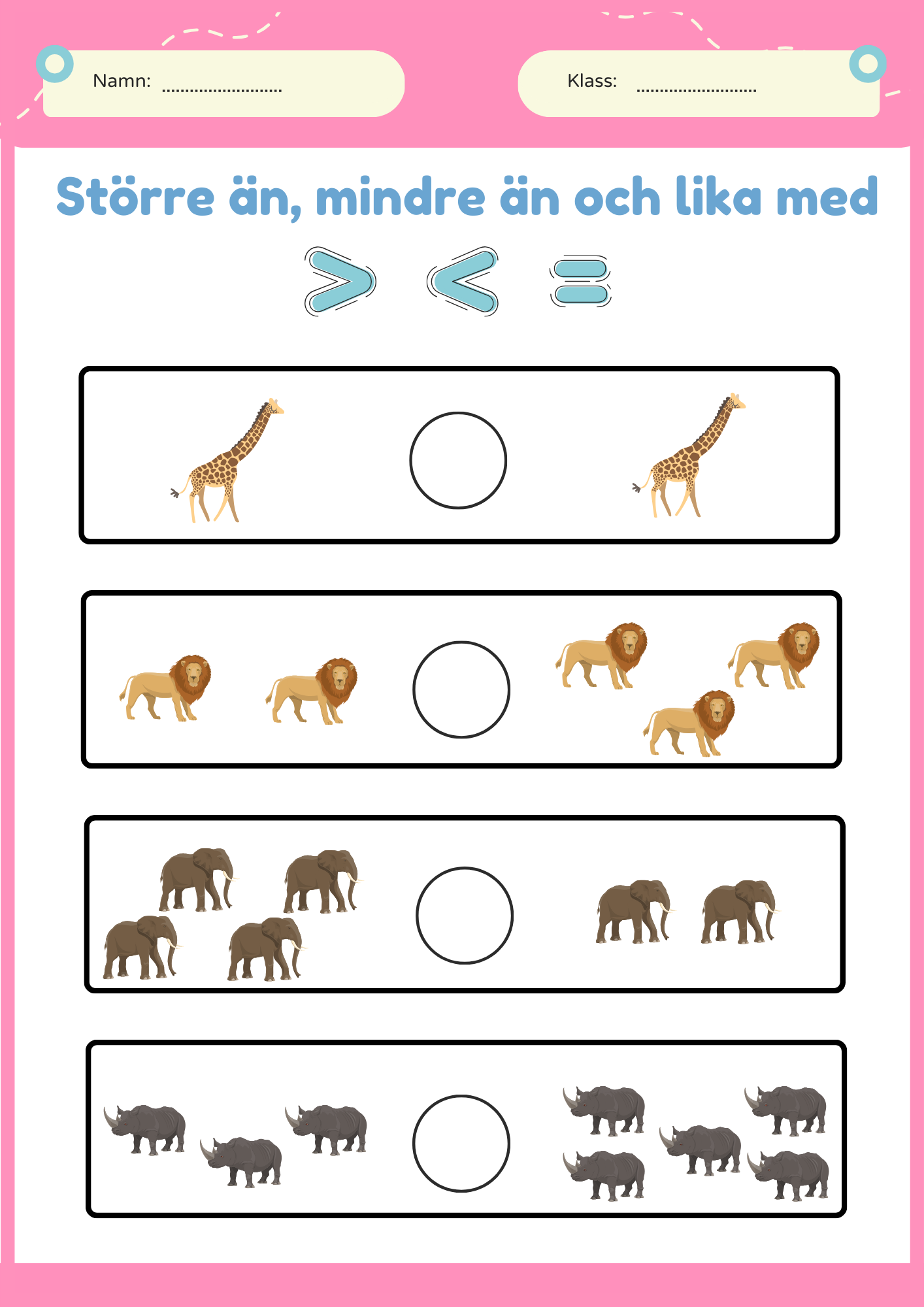 Större än, mindre än och lika med - Häfte