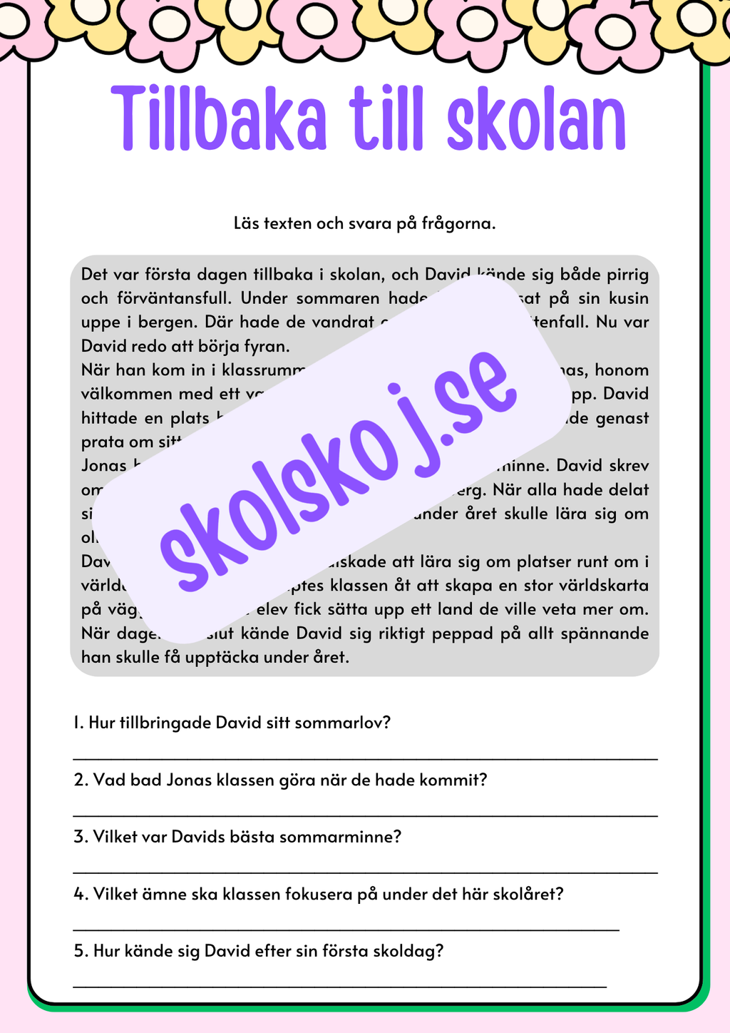 Back to school - Årskurs 3 - 4