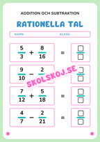 Rationella tal - Addition och subtraktion