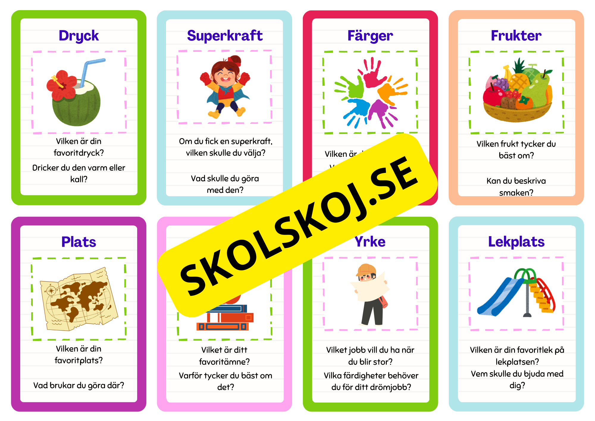 Samtalskort för sociala färdigheter (23 kort)