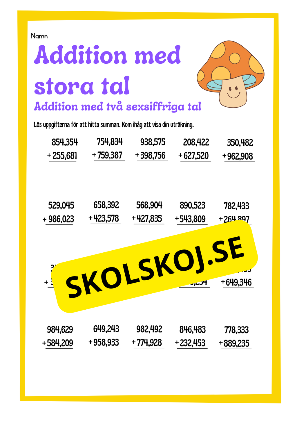 Addition med stora tal