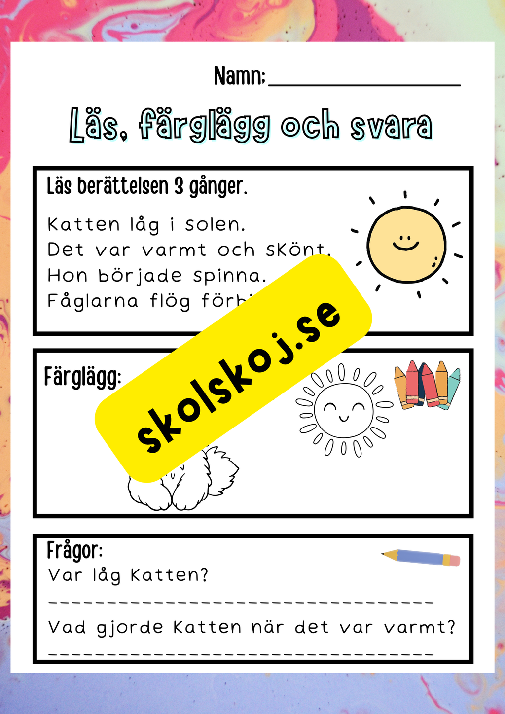 Läs, färglägg och svara - Häfte
