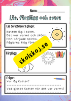 Läs, färglägg och svara - Häfte
